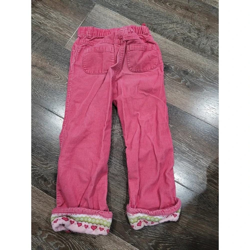 Gymboree Toddler Girls Pink Corduroy Pants Heart Pattern Cuffs Adjustable 4T #10